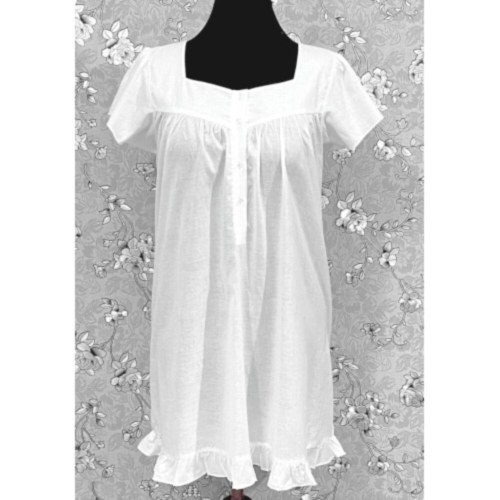 Victorian Cotton Nightgown Short Sleeve Ruffle Hem SoieRose SR1168 Sleepwear
